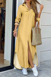 Langärmliges Hemdkleid mit Knopfleiste und Tasche